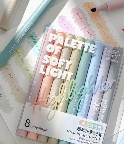 Set de 8 Resaltadores de Punta Suave - Marcadores Pastel para Estudio