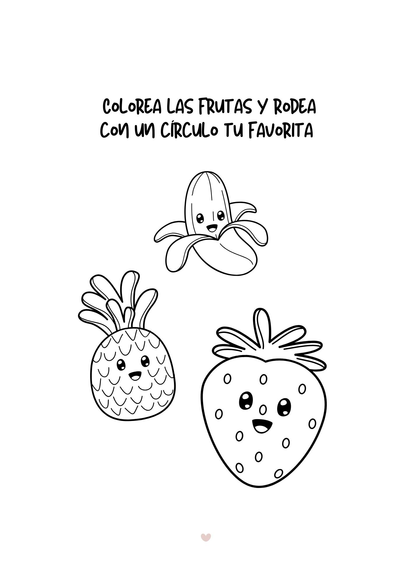 Libro para Colorear 8 paginas - Frutas