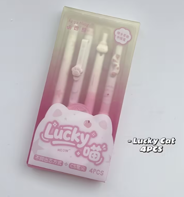 Set de 4 Lapiceras de Gel Gato de la Suerte 0.5mm