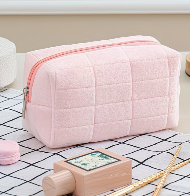 Neceser de Maquillaje de Peluche a Cuadros