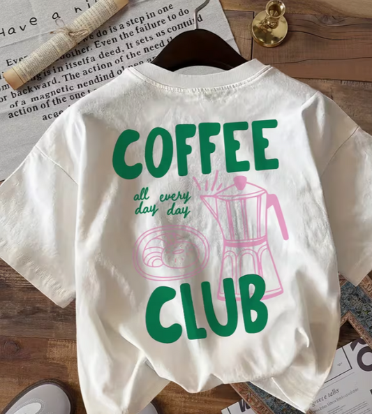 Camiseta Estampada Oversize Coffee Club