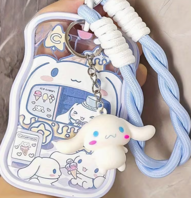 Tarjetero Sanrio Cinnamoroll con Cordón Trenzado - Porta Tarjetas Kawaii