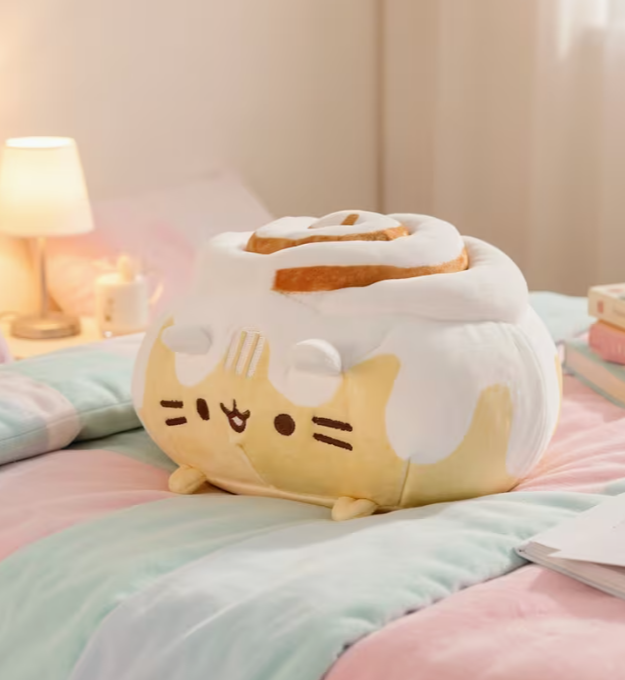 Peluche Gato Almohada Decorativa - Muñeco Suave Kawaii Amarillo