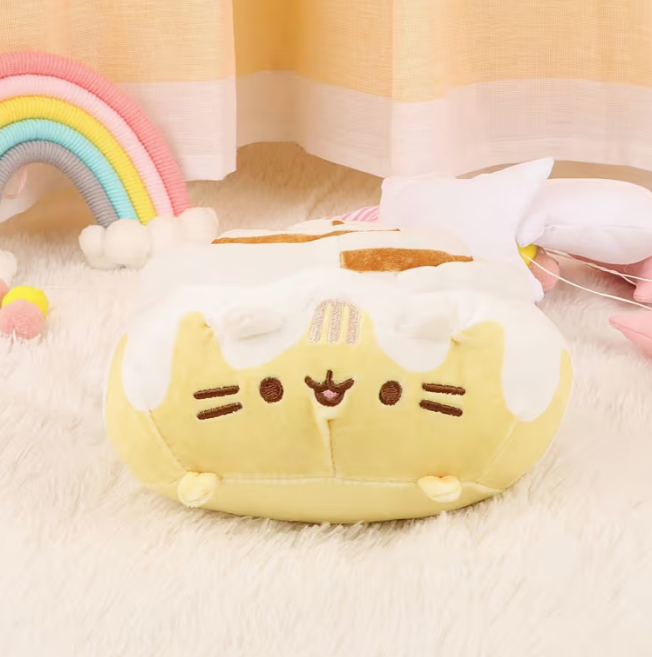 Peluche Gato Almohada Decorativa - Muñeco Suave Kawaii Amarillo