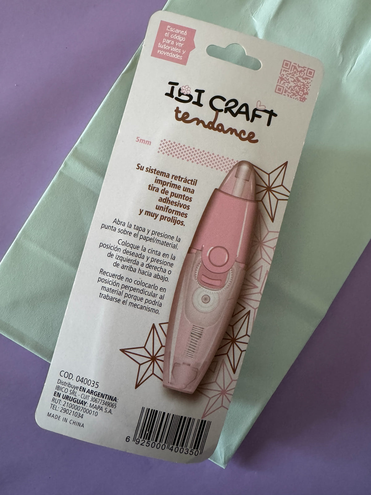 Adhesivo en tira retráctil Brena ISI CRAFT rosa de 5 mm para manualidades y scrapbooking en su empaque original