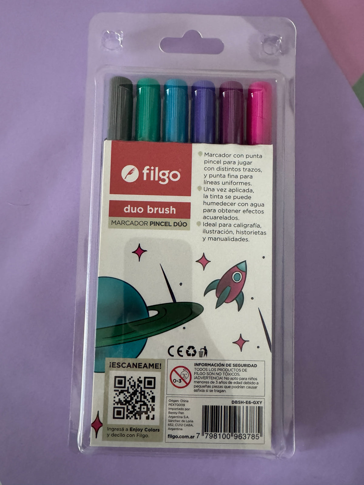 Set de 6 marcadores Brena Filgo Duo Brush con punta doble y tinta acuarelable en tonos vibrantes para lettering
