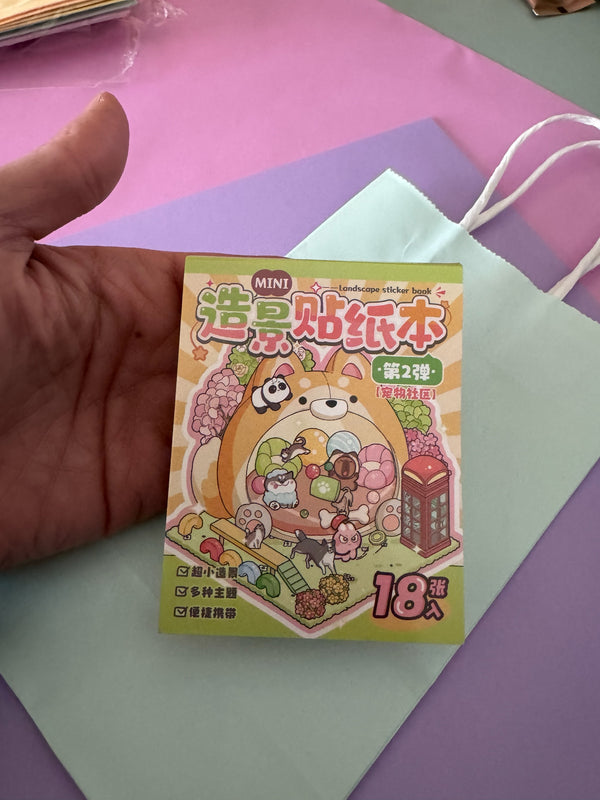 Mini libro de pegatinas Brena con temática de mascotas kawaii, 18 hojas decorativas para scrapbooking y agendas.