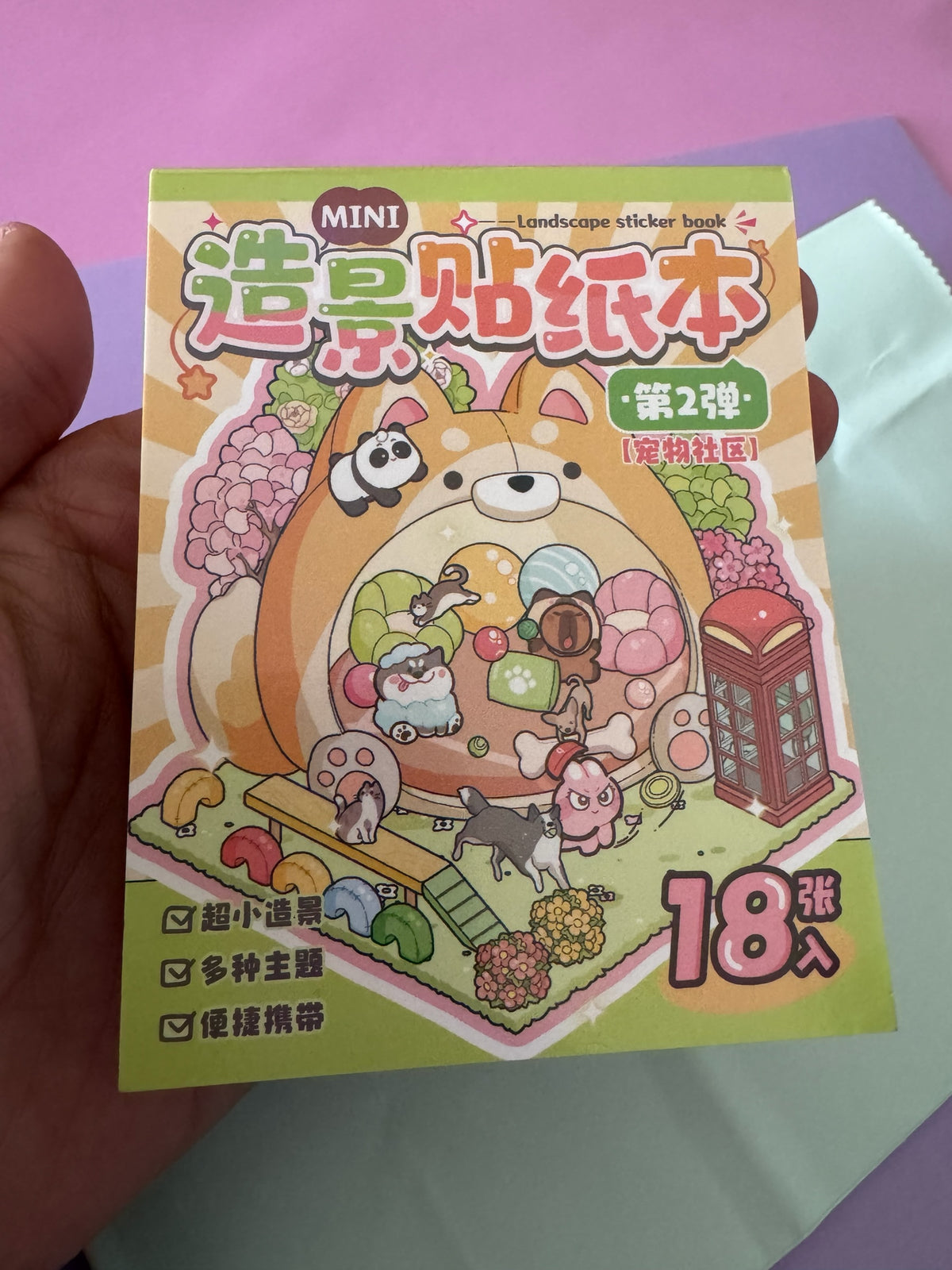 Mini libro de pegatinas Brena con temática de mascotas kawaii, 18 hojas decorativas para scrapbooking y agendas