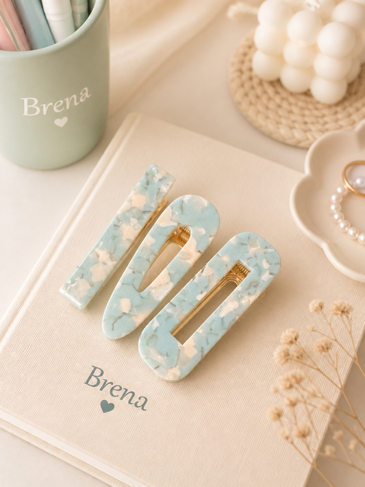 Set x2 Broches para pelo pastel marmolados