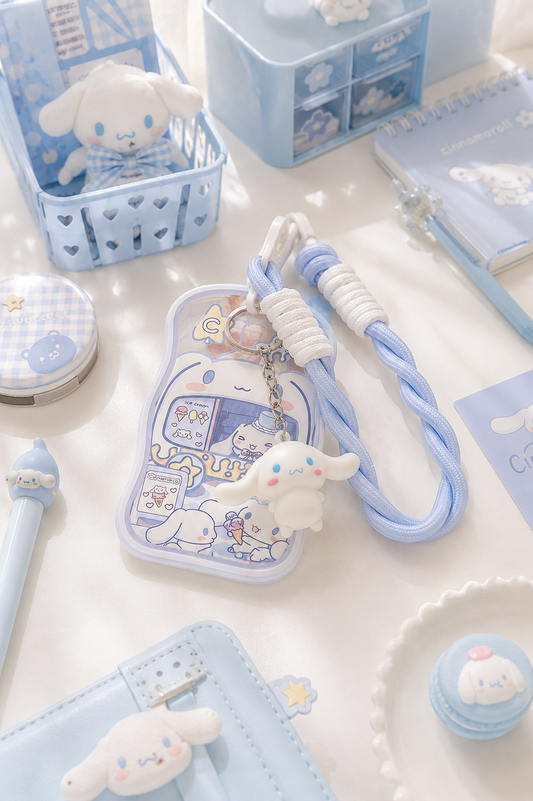 Tarjetero Sanrio Cinnamoroll con Cordón Trenzado - Porta Tarjetas Kawaii